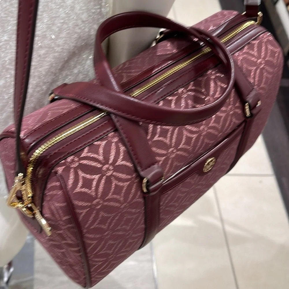 MICHAEL KORS JST TRAVEL MEDIUM DUFFLE SATCHEL SHOULDER CROSSBODY BAG MK OXBLOOD - Picture 6 of 16